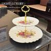 Ceramic Three-Tier Pastry Stand: English-European Style Fruit Bowl, Cake, Candy, and Snack Plate for Afternoon Tea.