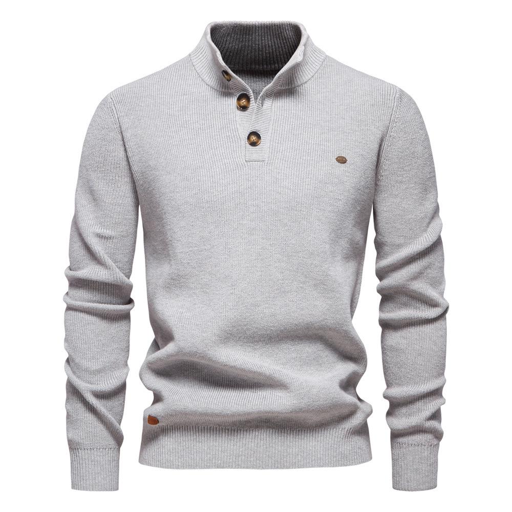 Pull Polyvalent pour Homme à Fermeture Éclair et Col Montant - Couleur Unie - Tendance Automne/Hiver à Manches Longues Style Européen
