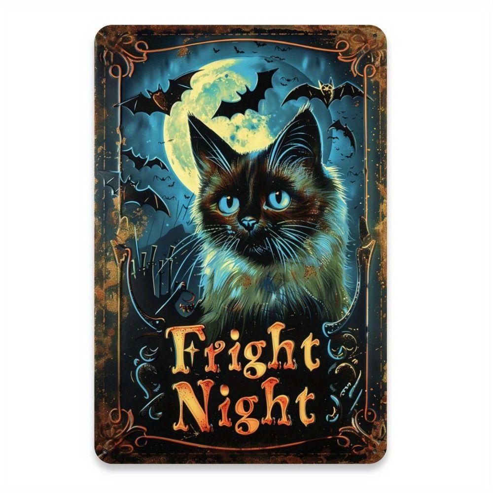 Witch Cat Forest Halloween Sign Metal Tin Sign 20x30 cm Wall Decor