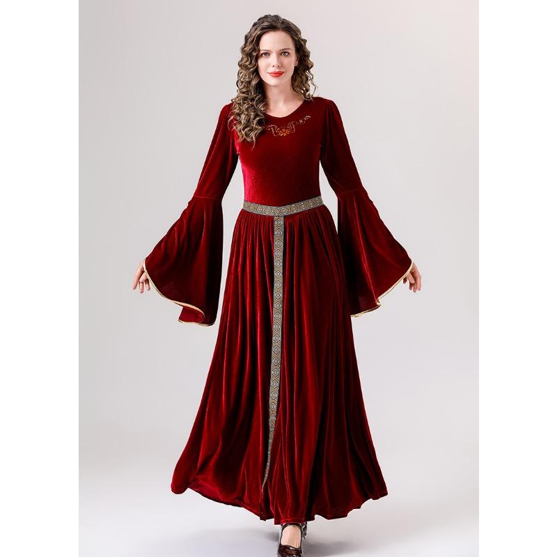 Halloween Parent-Child, Vintage Court Ball Trumpet Sleeve European Medieval Dress