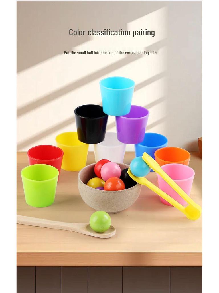 CPCE Educational Toys: Color Sorting and Recognition Set with Balls and Cups