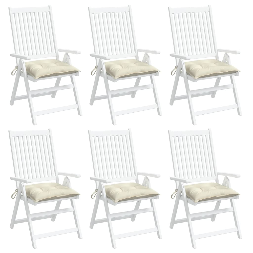 Chair Cushions 6 Pcs. Cream White 50x50x7 cm Oxford Fabric