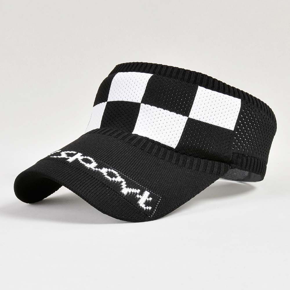 Summer Simple Checkerboard Plaid Letter Hollow Sun Hat Sun Cap Baseball Cap Empty Top Hat