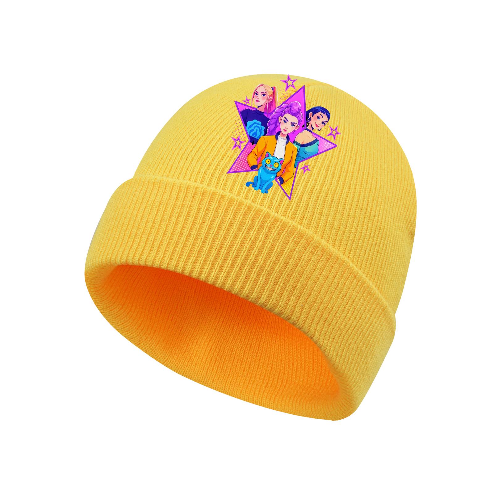 

Детская модная, удобная, теплая вязаная шапка с принтом One Size жёлтый