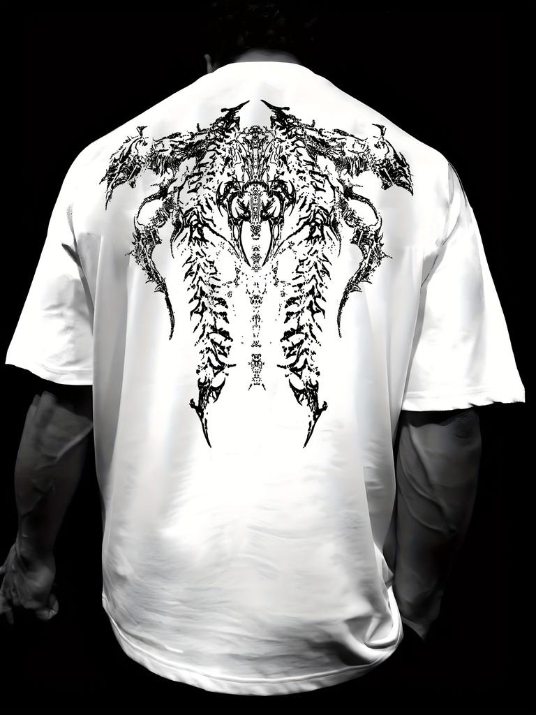 Mörk Stil Tryckt T-shirt Trendig T-shirt Sommar Gotisk Stil T-shirt Andningsbar och Bekväm Rundhalsad T-shirt