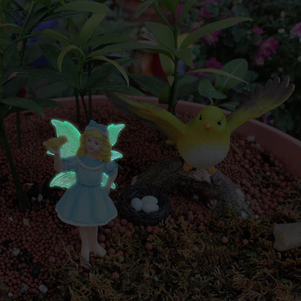 3pc Flower Fairy and Bird Crafts Ornaments, Creative Garden Decoration Bird Ornaments, Resin Crafts