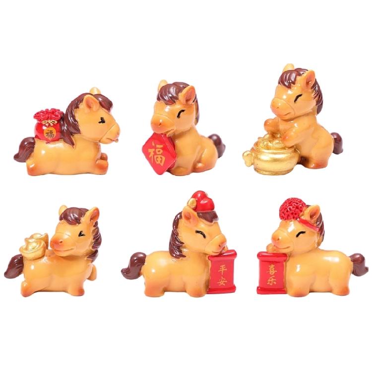 

6Pcs Tiny Craft Horse Exhibits Celebration Themed Handicrafts Festival Horse Decors for Windowsill Presentation 1