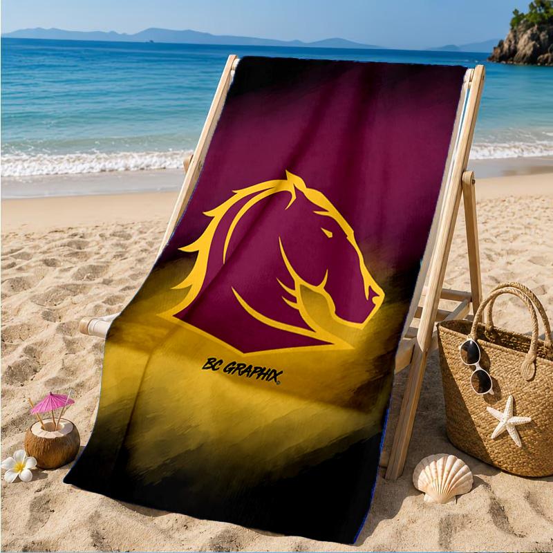 Brisbane Broncos Strandtuch, Schnelltrocknend, Pflegeleicht, Geeignet für Fitness und Strandurlaub, Sport-Essential