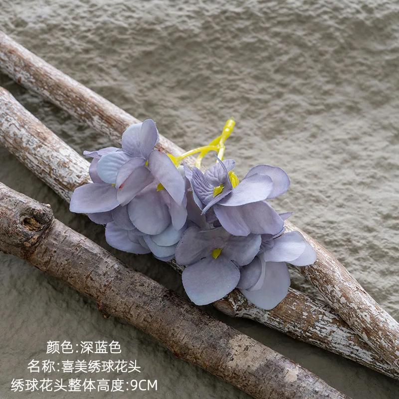 10PCS Hydrangea Head INS Style Artificial Flowers and Green Plants Wholesale Wedding Fake Flower Decoration Decoración Hogar