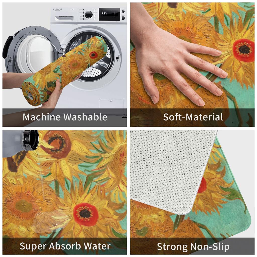 Vincent Van Gogh Twelve Sunflowers In A Vase Mask Doormat Mat Anti-Slip Art Flowers Bathroom Kitchen Bedroom Rug Carpet 40*60cm