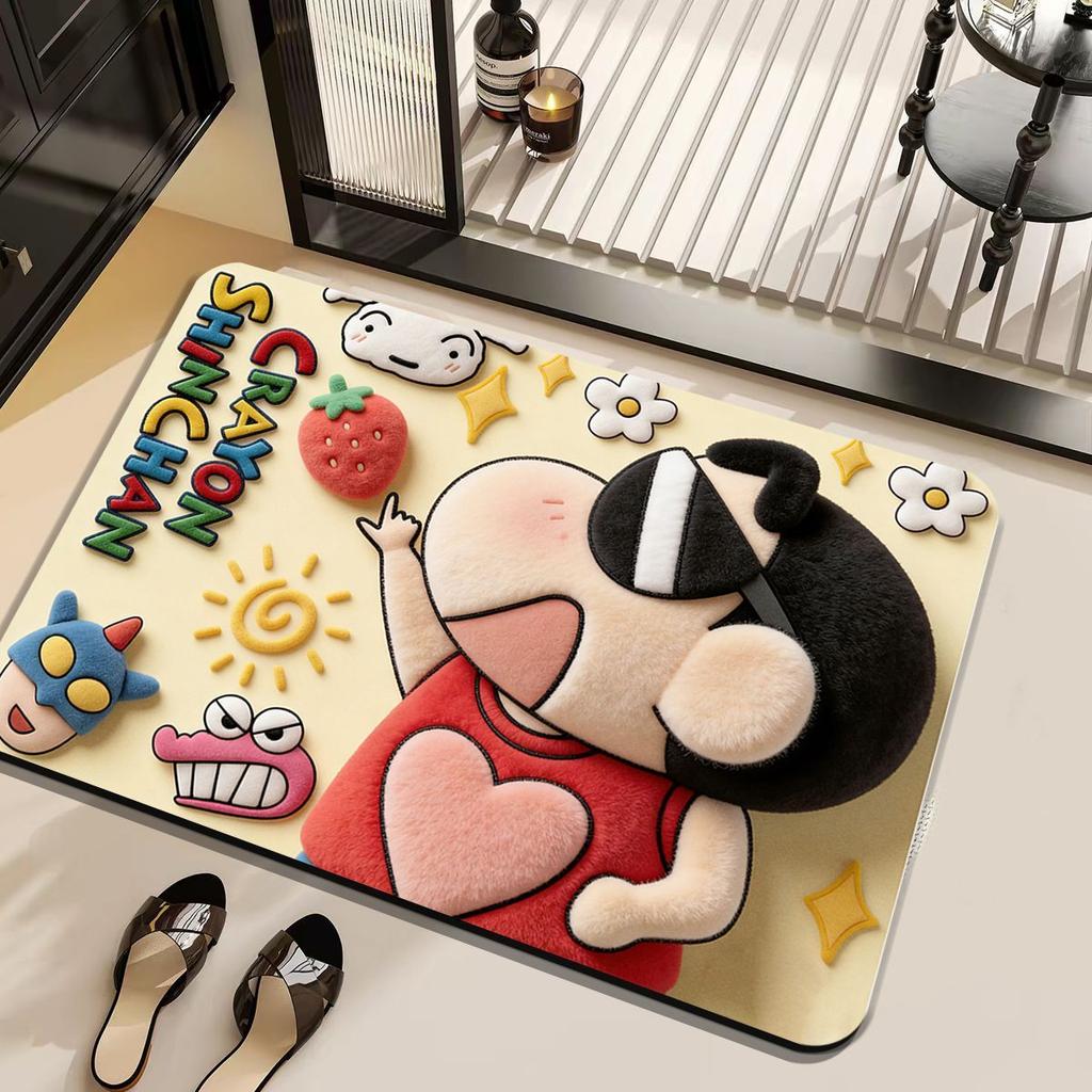 Cute Crayon Shin-chan Diatom Mud Bathroom Floor Mat Shower Quick-drying Non-Slip Dirt-Resistant Cooling Foot Mat