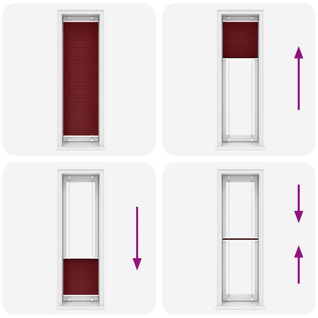 Burgundy Red Pleated Blind 60X200 Cm Fabric Width