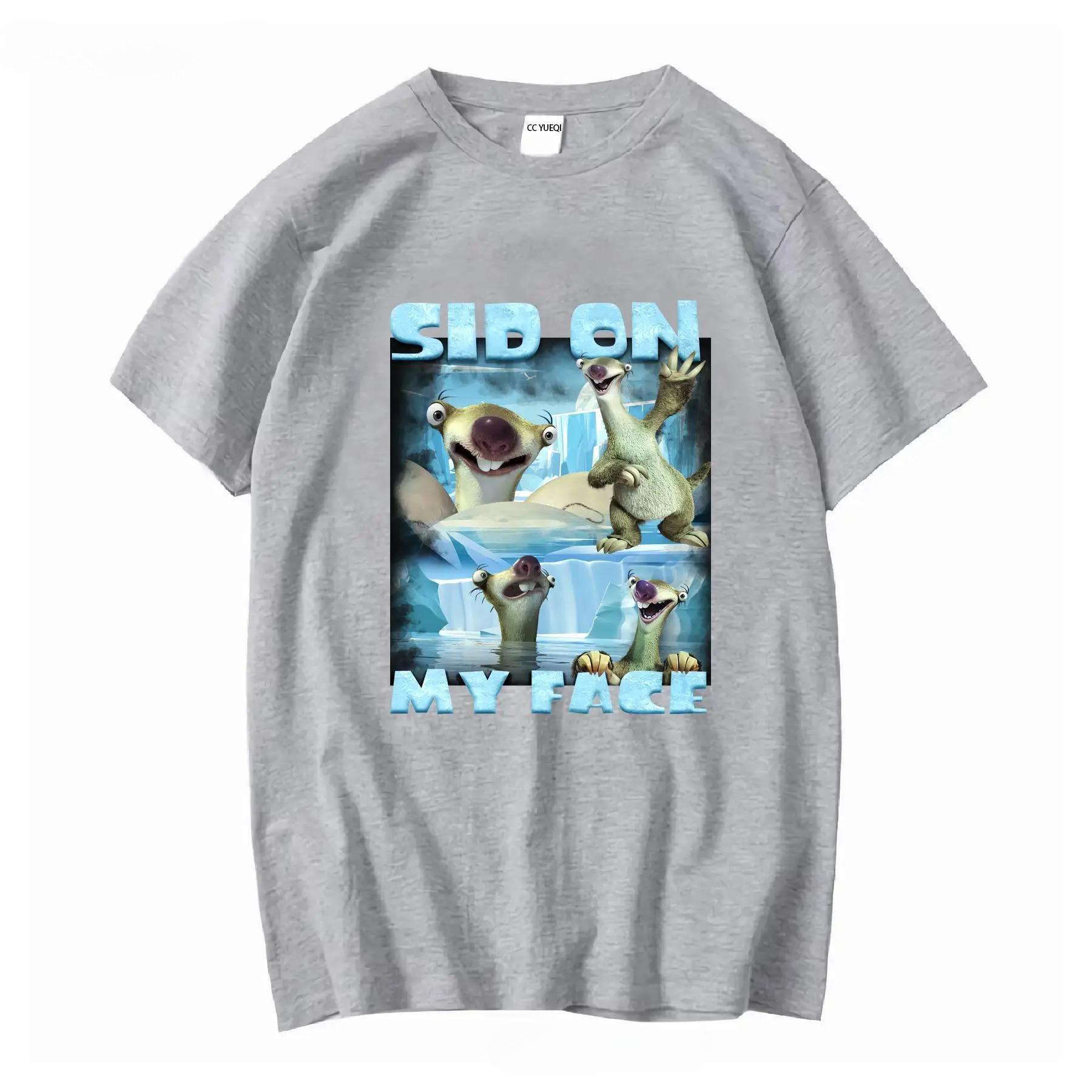 Sid on My Face T Shirt Ice Age Funny Meme Lmao Viral Vintage Washed Versatile Soft Fashion Stylish  Oversized T Shirt S