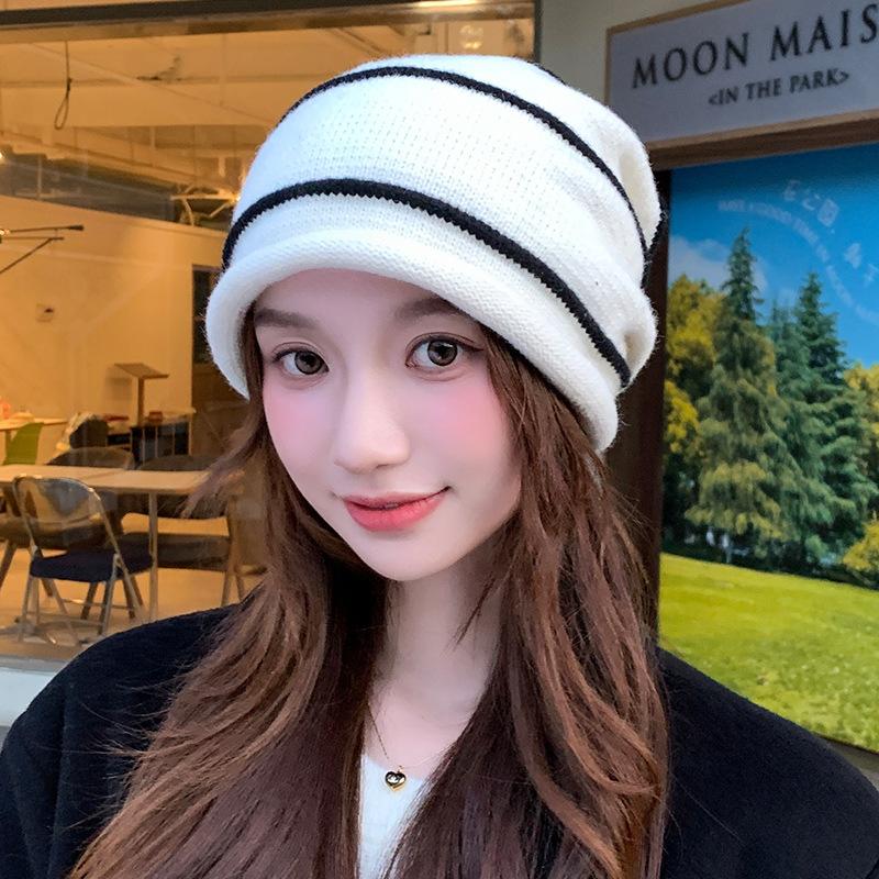 Autumn and Winter Warm Confinement Hat  Spring and Autumn Ear Protection Woolen Hat Face Showing Small Pullover Hat  Cool Hat