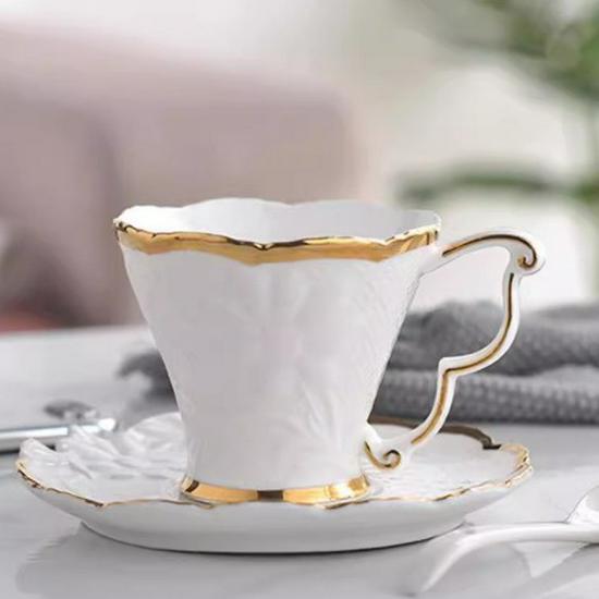 Retro European Style Ceramic Iced Americano and Latte Cup Set with Saucer