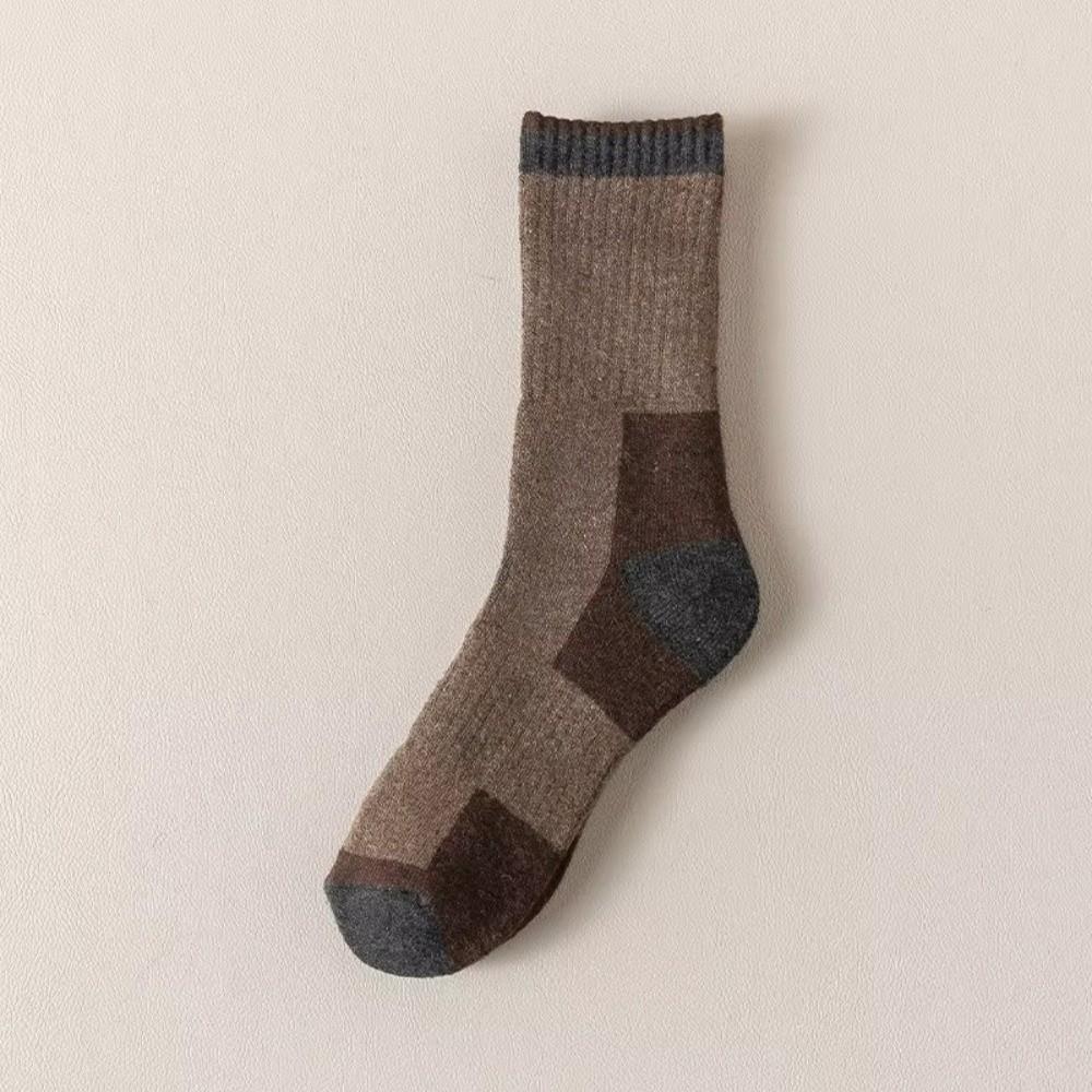 Casual Comfortable Men's Thick Wool Socks Soft Warm Colorblock Sports Socks Breathable Moisture-Wicking Mid-calf Socks