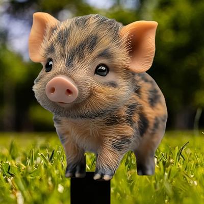 Roztomilý zahradní kolík prasátko, 2D akrylový kolík prasátko jako dekorace na zahradu, Vodotěsná venkovní zvířecí dekorace pro zahradu, trávník, záhon, květináč