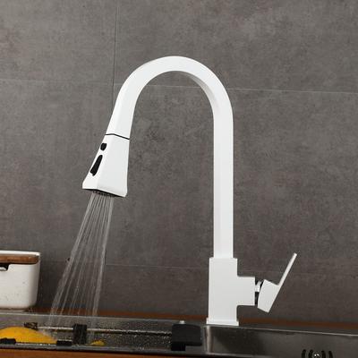 Tap Black and White Kitchen Faucet Dish Basin All Copper Hot and Cold Pull-out Rotating Household Showerhead Sink Basin Faucet