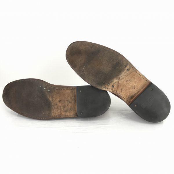 Vintage 70s-80s / FLORSHEIM Imperial Pebbled Leather Plain Toe Shoes Brown /11B / 28.0cm/ Green Stitch & Window(USED)