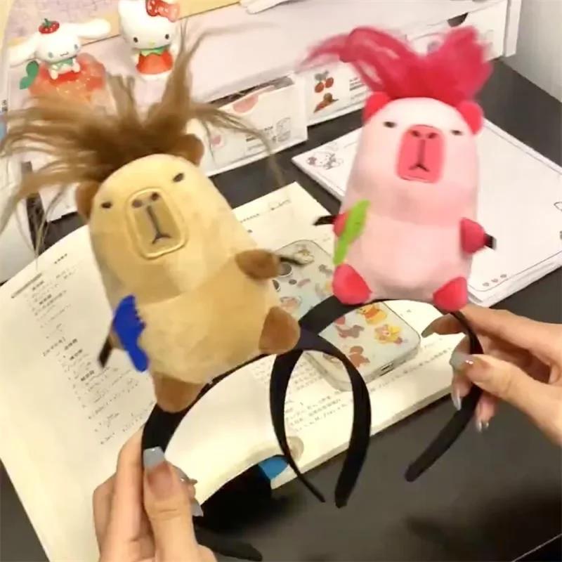 Headband Funny Capybara Hair Hoop Women's Cute Face Wash Headband Funny Plush Hair Band Baby Photography Accessories