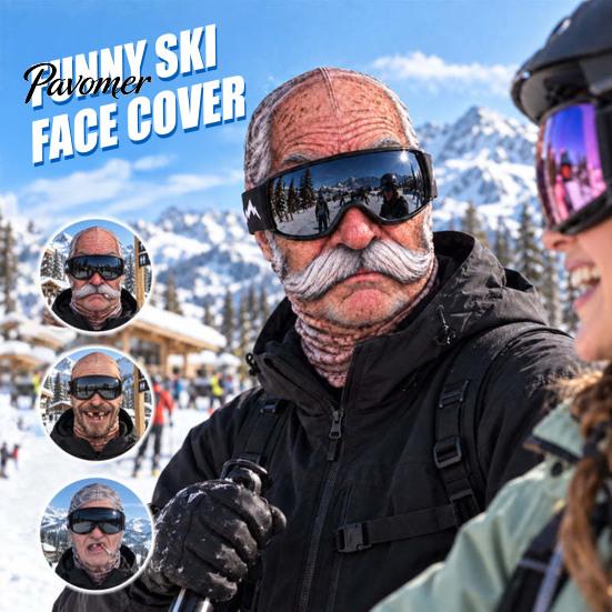 Humorous Outdoor Sports Masque Old Man Ski Masque, Winter Funny Full Face Balaclava with Neck Coverage, Realistic Pattern Cosplay Costume for