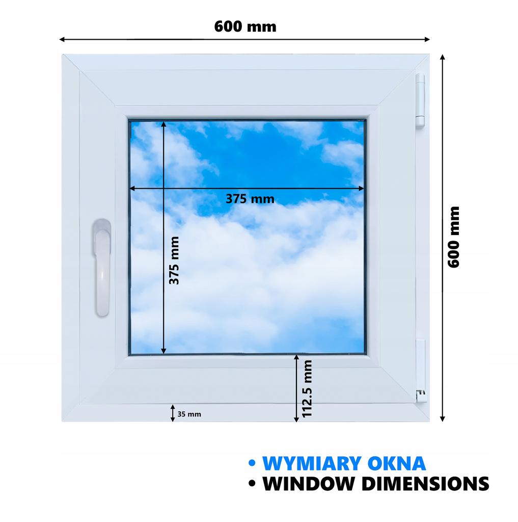 White PVC Window 60x60 Right New 600x600 Mm Tilt-and-Turn Ru Double-Glazed