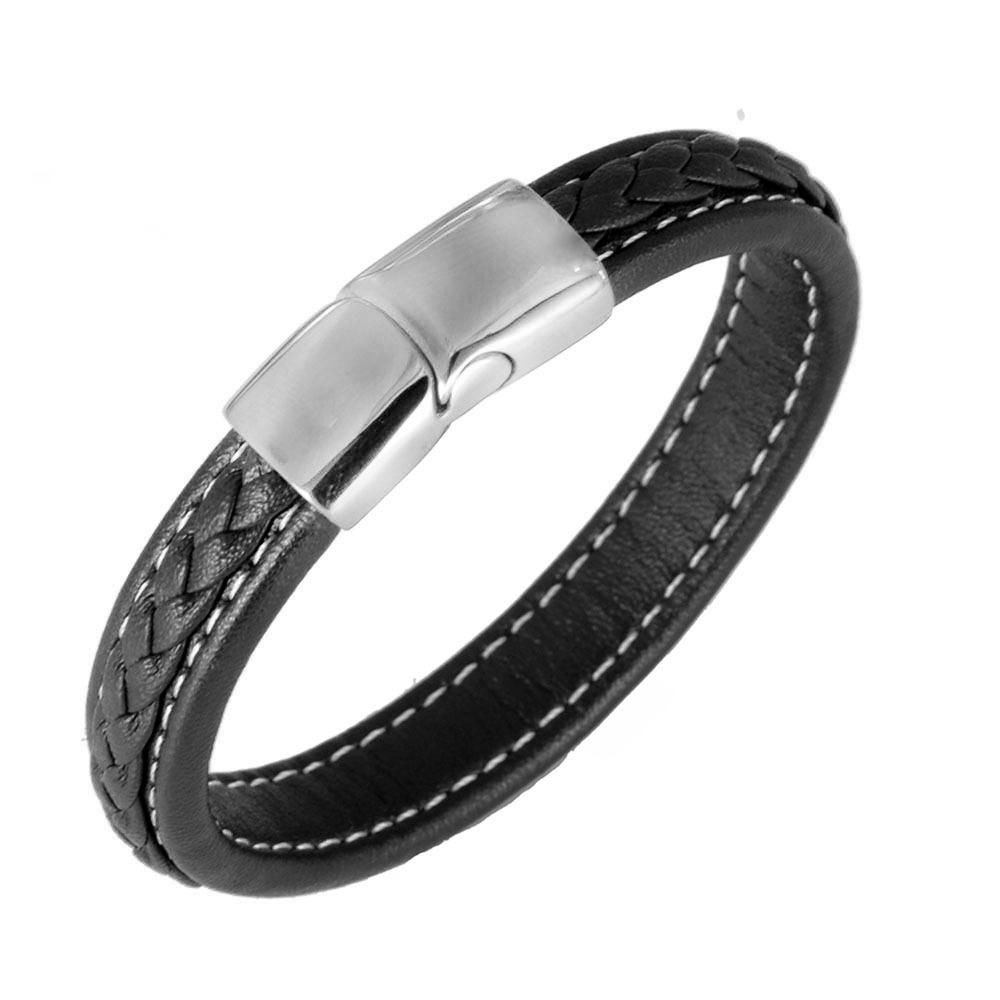 Braided Bracelet, Stainless Steel Bracelet, Vacuum Plated Leather Rope Bracelet