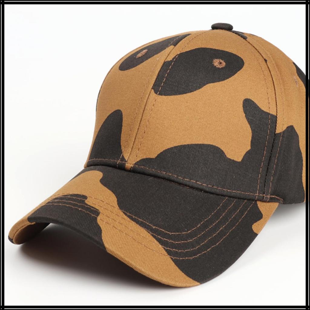 Hat Cap Cow Pattern Cool Sports Casual Animal Men Women CZ506 [White Fang] (Coffee)
