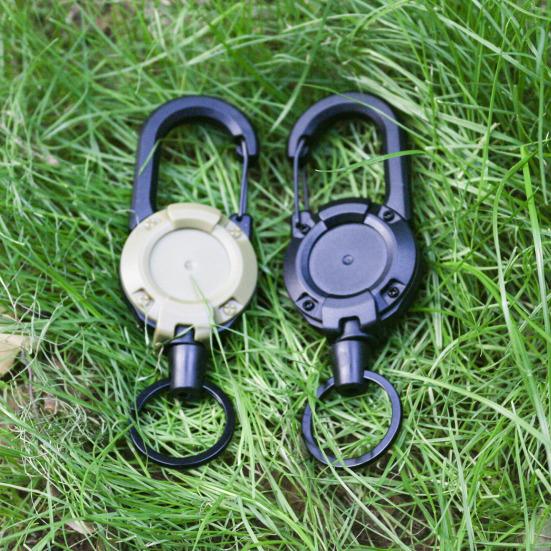 1/4Pcs Retractable Keychain with 60CM Steel Cord Heavy Duty Carabiner Badge Reel ID Holder Extendable Camping Hiking Hanging Buckle Keyring