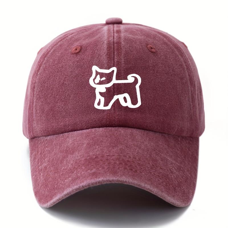 Printed Cartoon Dog Baseball Cap for Men and Women Outdoor Lightweight Sun Protection Vacation Camping Casual Duckbill Cap.