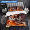 3PCS White Tiger Family Bedding Set,Including 1pc Duvet Cover And 2pcs Pillowcases Perfect for Bedroom, Dormitory, Fan Christmas gift
