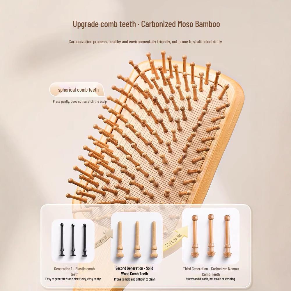 Nan Bamboo Air Cushion Comb - Scalp Massage & Fluffy Styling with Customizable Logo