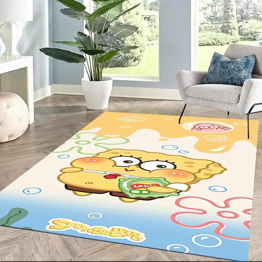 Spongebob Movie Night Square Rugs Are a Great Choice for Living Rooms, Bedrooms, Home Décor, and As Gifts.