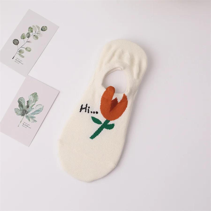 Women Socks Japanese Korean Style Cartoon Flower Rabbit Harajuku Cute Kawaii Mid Tube Breathable Casual Short Cotton Socks
