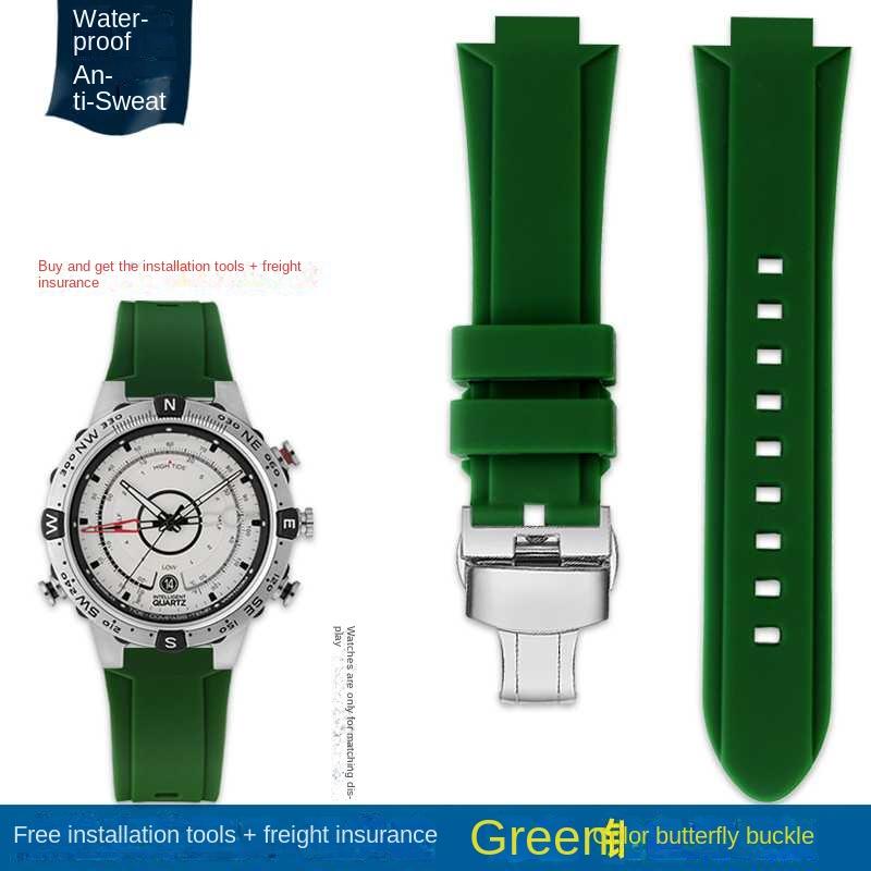 Bracelet de montre convexe Bracelet en silicone pour timex T2N738 T2N739 T2N720 T2N721 T49706 Bracelet de montre à boucle déployante Bracelet en caoutchouc 24X16mm