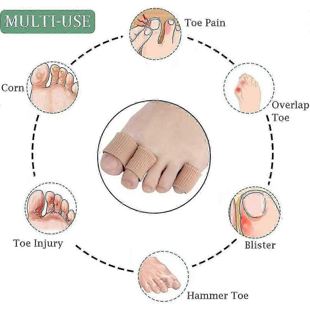 Pack Of 2 Cuttable Silicone Toe Protection Toe Cushion Tube Bandage Soft Gel