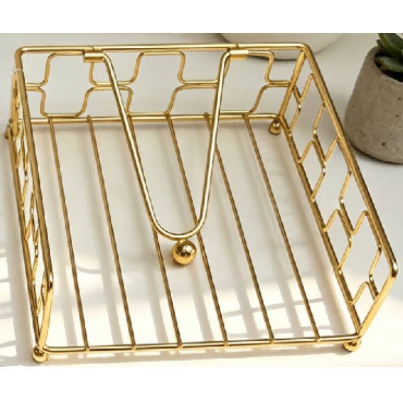 Iron Napkin Holder With Electroplated Finish For Hotel And Cafe Table Decor