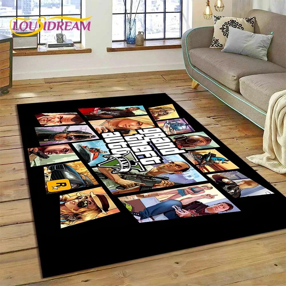 3D GTA Spiel Grand Theft Auto Gamer Teppich für Schlafzimmer Wohnzimmer Zuhause Sofa Dekoration, Kinder Spiel Große Dekor Bodenmatte