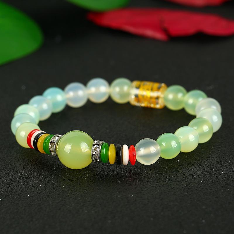 

Натуральный браслет из красного и зеленого агатового порошка, кристальный браслет с бусинами Будды с шестислоговой мантрой, темпераментное универсальное украшение для пар.