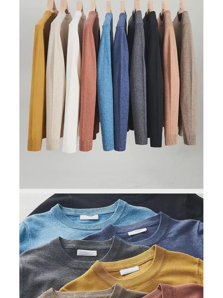 Men's Round Neck Long-Sleeve Knitted Sweater – Business Casual Top