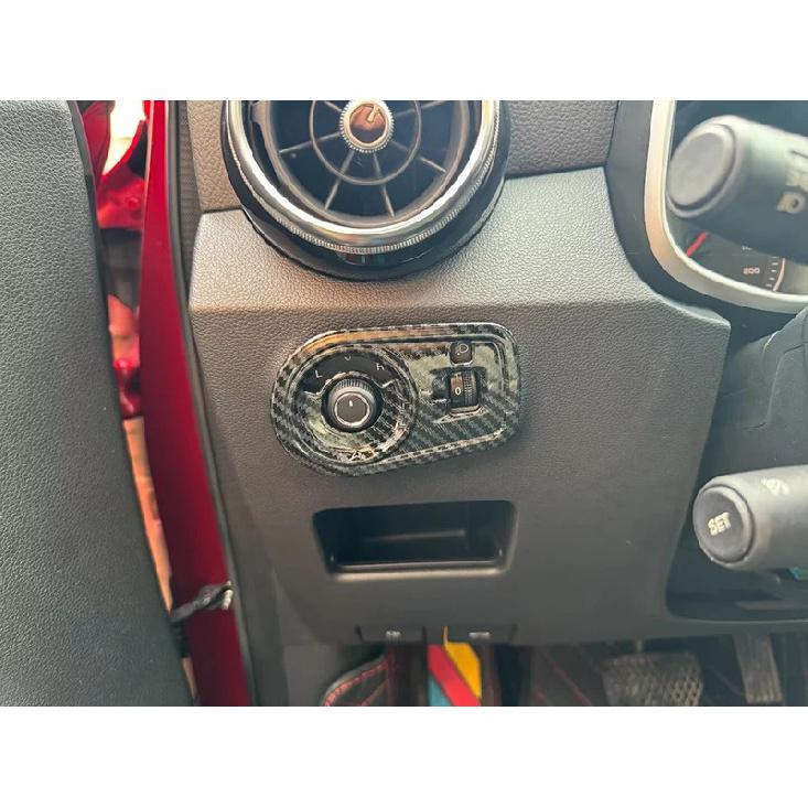 For MG ZS 2017- Car Accessories Carbon Fiber Style Head Light Switch Button Control Panel Cover Trim Bezel