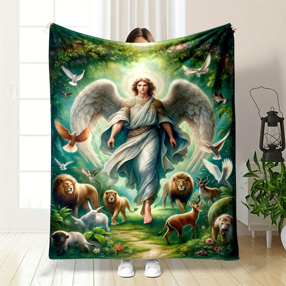 Angel Animals Forest Print Blanket bedroom Blanket for Livingroom Couch lunch break Soft throw for Friend's festival Gift