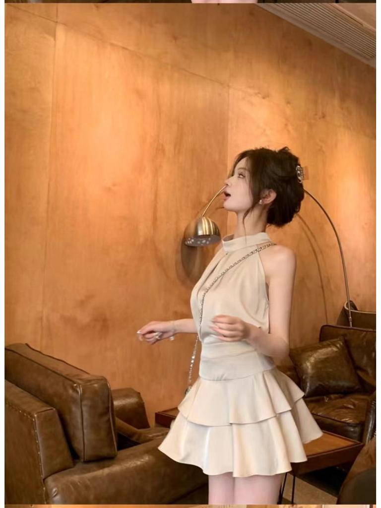Ensemble d'été chic jupe à volants style cour et top pour femmes