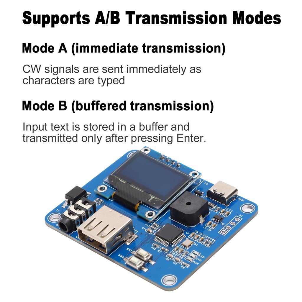 CW Practice Keyboard with OLED Display and USB Interface, Morse Code Keyer for Training