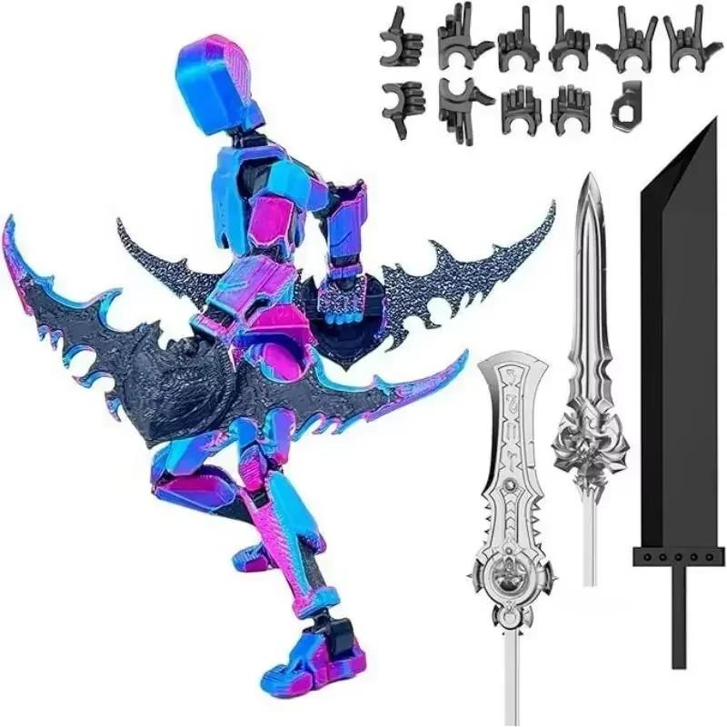 3D Articulated Cool Figures Not Assembled Action Miniatures Set Giant Sword Titan Robot Action Figure DIY Dummy Doll Ornament