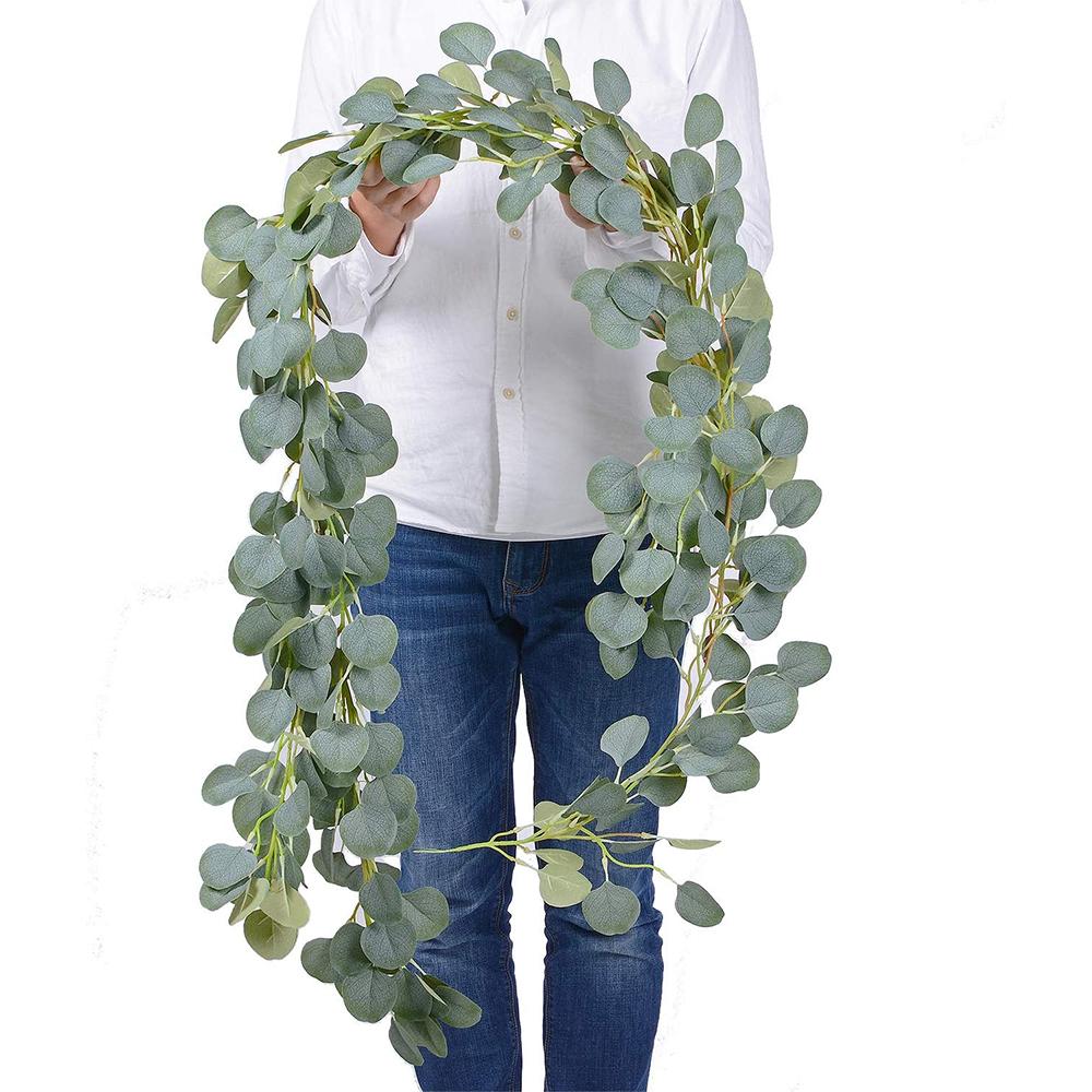 200CM Artificial Eucalyptus Garland Vine Ivy Handmade Fake Wreath Hanging For Home Garden Office Wedding Party Backdrop Arch Wall Decor