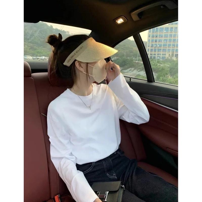 Pure cotton simple and versatile top women's spring German velvet warm long-sleeved T-shirt with basic bottoming shirt tide