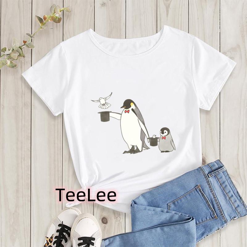 Kawaii Penguin Cookies Tshirts Cartoon Unisexs Tshirt Graphic Tshirts Ladies Youth Short Sleeve Cute Tshirts Female