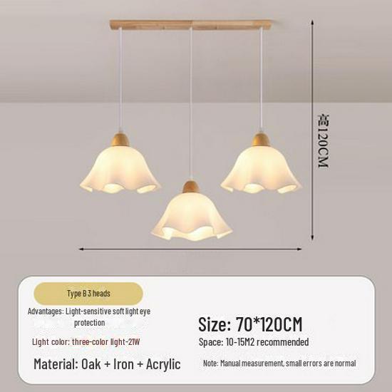 Candelabru nordic japonez Wabi-Sabi din lemn pentru noptieră și sufragerie, design cu flori crem