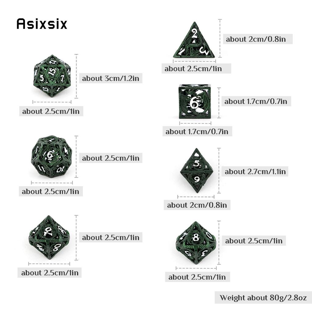 7 sztuk zielony biały smok metalowe kości smok pusty metalowy zestaw kości wielościennych nadaje się do odgrywania ról RPG gra planszowa gra karciana